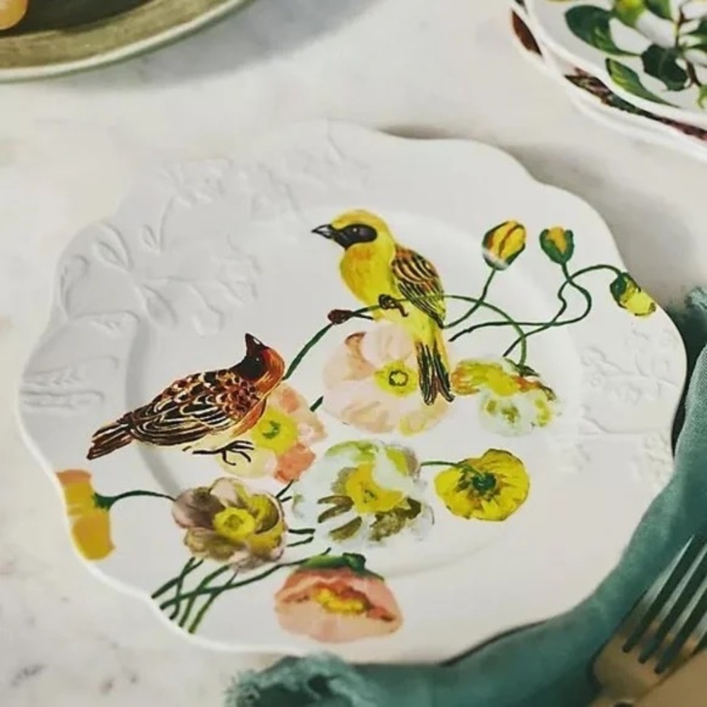 Anthropologie Natalie Lete Marias Stoneware Dessert Plate - Bird